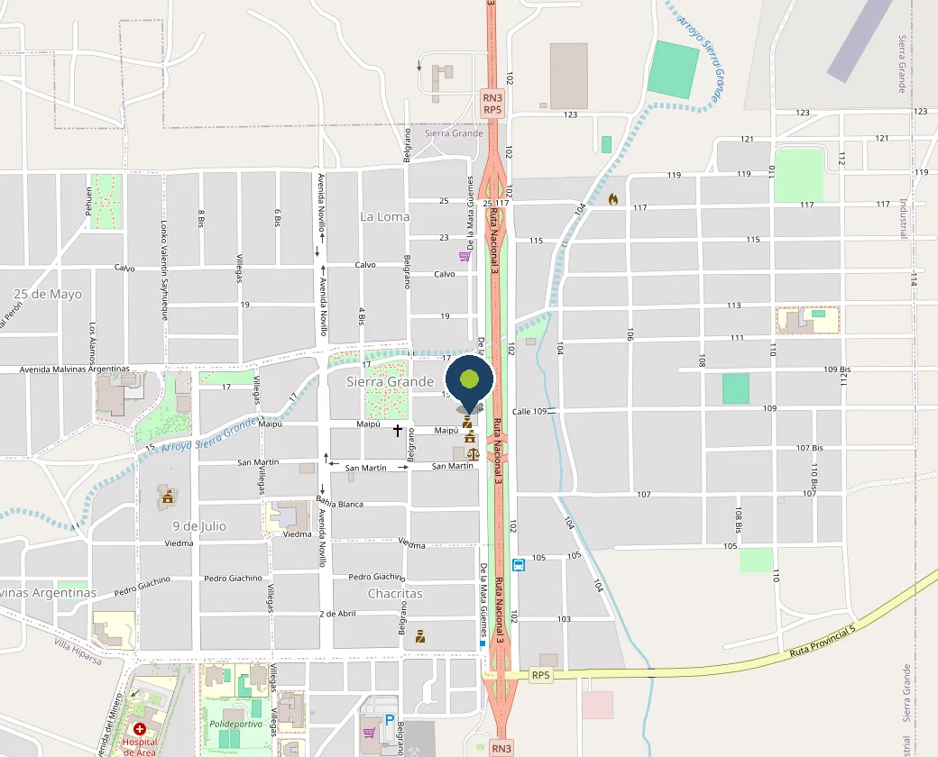 Mapa de Calle 102 N° 291, Sierra Grande, Río Negro